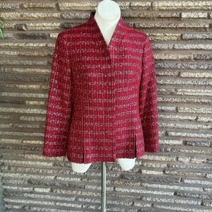 Doncaster Signature Red Tweed Blazer Jacket Vent Detail